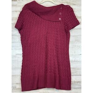 No Boundaries Womens Juniors Sweater XL Cap Sleeved Cowl Neck Burgundy